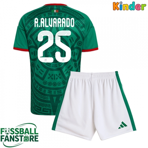 Mexiko Roberto Alvarado #25 Replik Heimtrikot Kinder WM 2026 Kurzarm (+ Kurze Hosen)